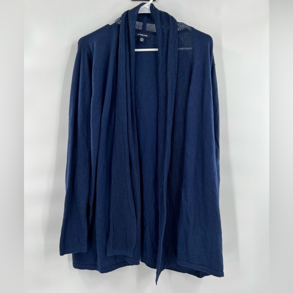 Lands End blue duster cardigan sweater size 1X 16W-18W